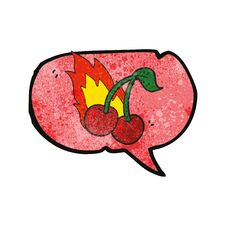 Texture Speech Bubble Cartoon Flaming Cherries Royalty Free Stock Photo