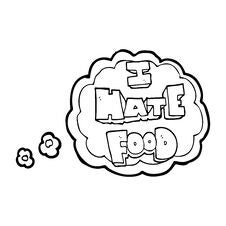 Thought Bubble Cartoon I Hate Food Symbol Stock Photo