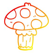 Warm Gradient Line Drawing Cartoon Toadstool Royalty Free Stock Images