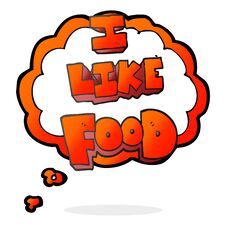 Thought Bubble Cartoon I Like Food Symbol Stock Image