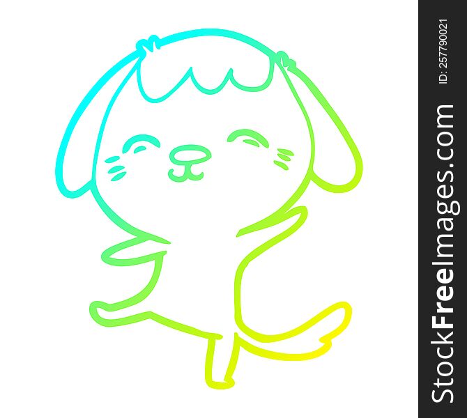 Cold Gradient Line Drawing Happy Cartoon Dancing Dog