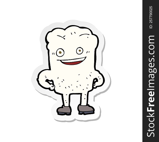 sticker of a cartoon tooth looking smug