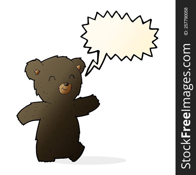 Cute Cartoon Black Bear With Speech Bubble