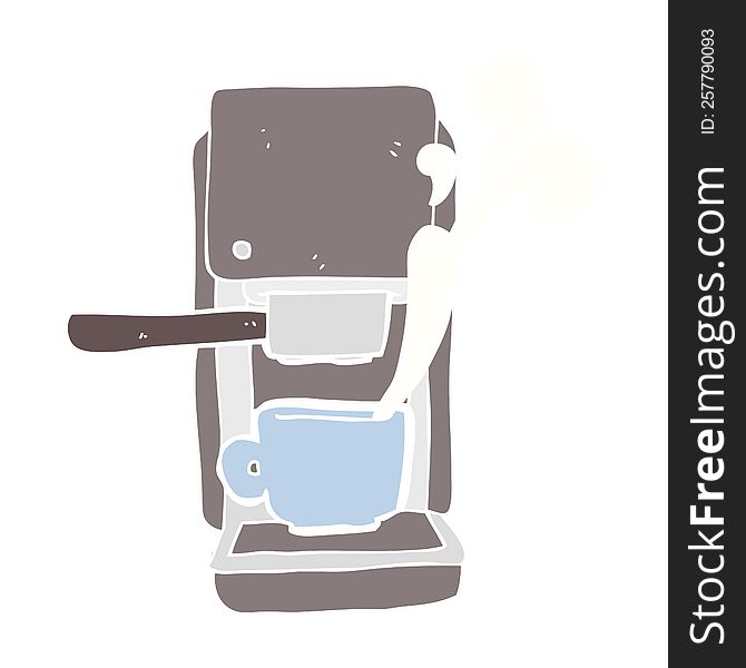 Flat Color Illustration Of A Cartoon Espresso Maker