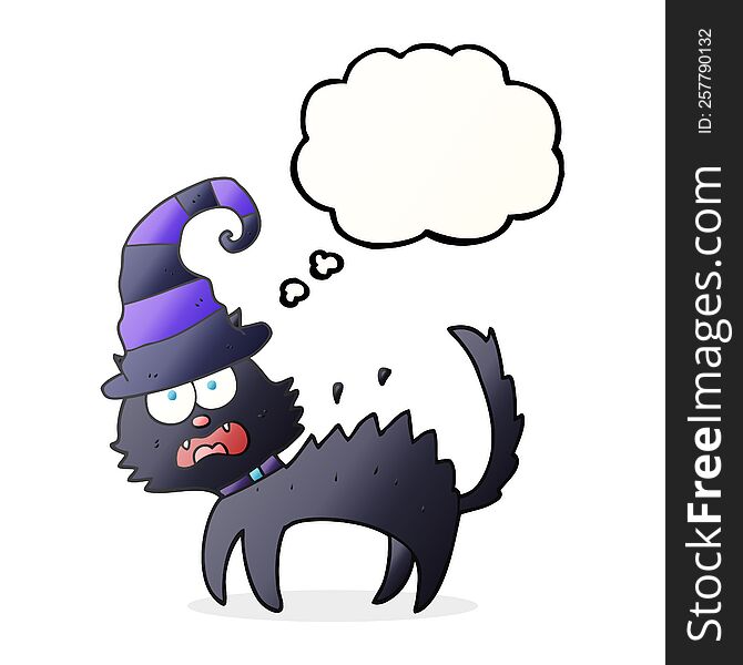 Thought Bubble Cartoon Scared Black Cat