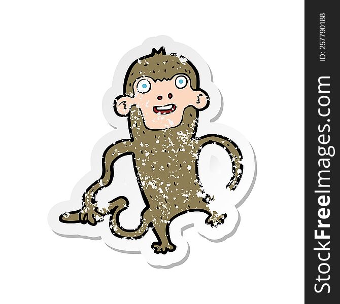 Retro Distressed Sticker Of A Cartoon Monkey