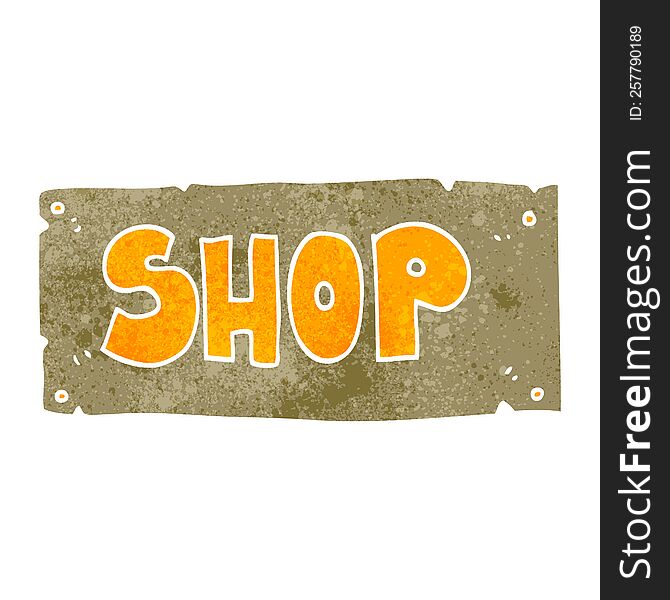 freehand retro cartoon shop sign