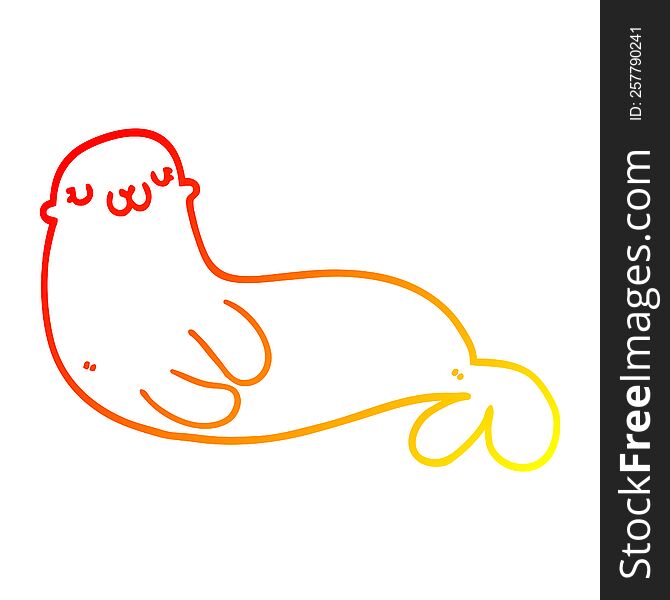 warm gradient line drawing of a cute cartoon seal