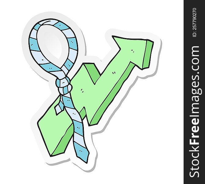 sticker of a cartoon work tie and arrow progress symbol