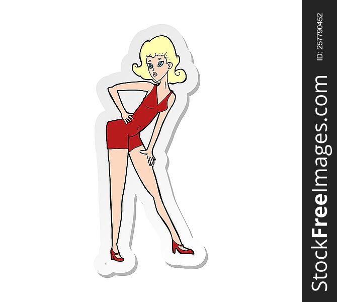 sticker of a cartoon model woman posing