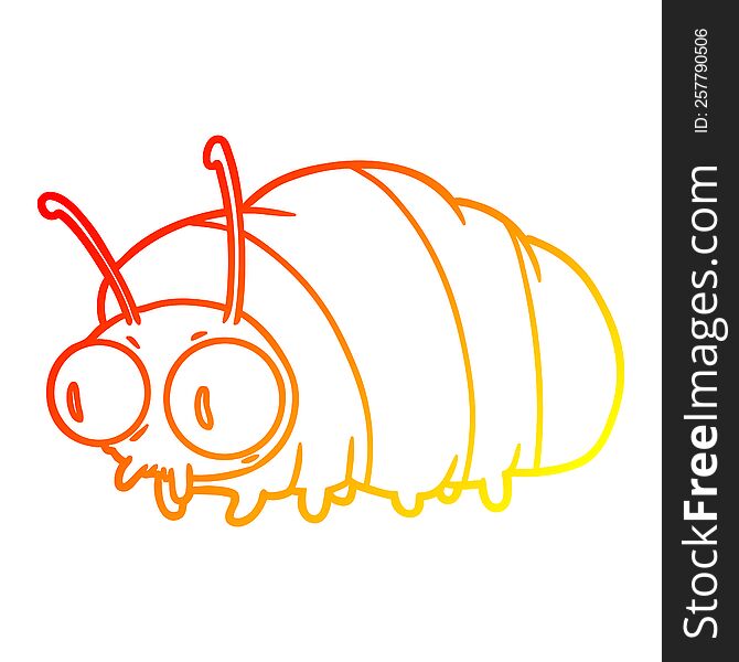 warm gradient line drawing of a funny cartoon bug