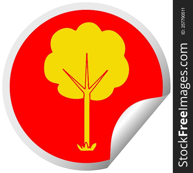 Quirky Circular Peeling Sticker Cartoon Tree