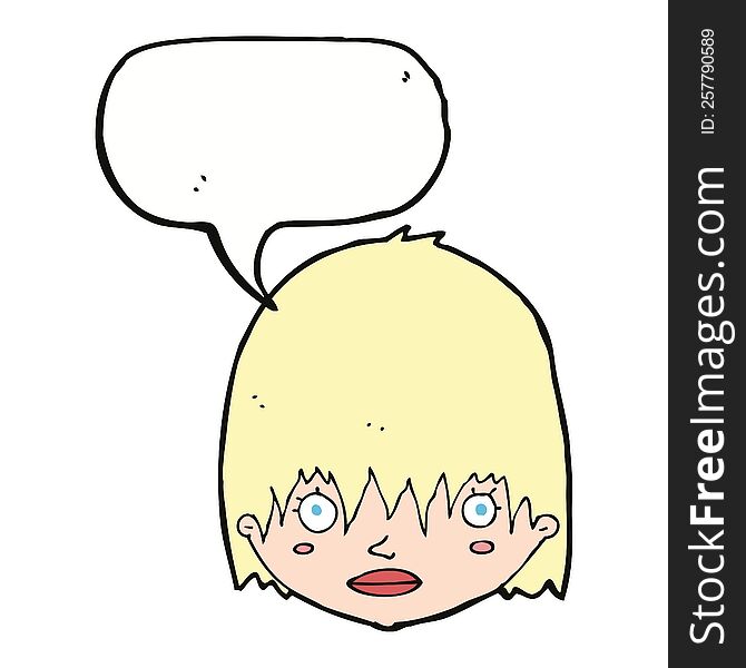 Cartoon Staring Woman With Speech Bubble