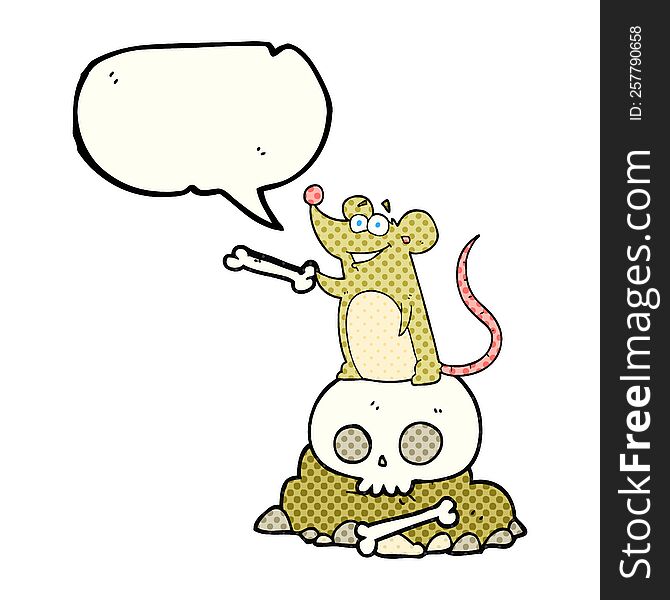 freehand drawn comic book speech bubble cartoon graveyard rat