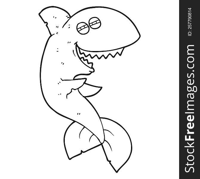 black and white cartoon laughing shark