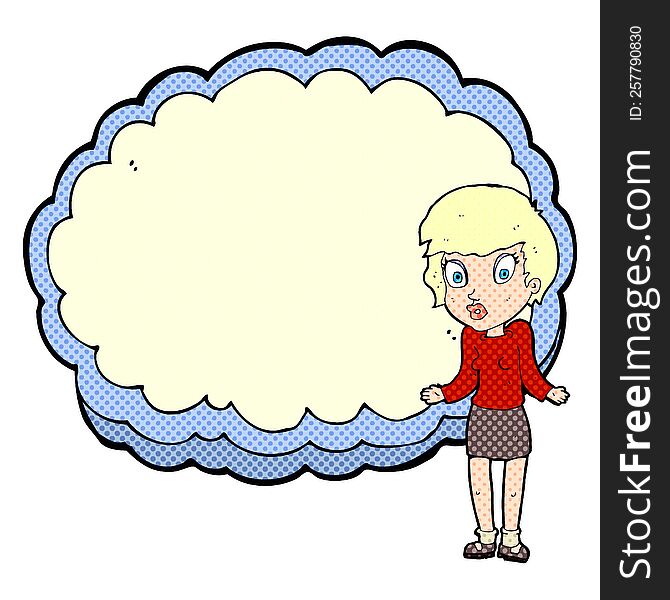 Woman With Text Space Cloud