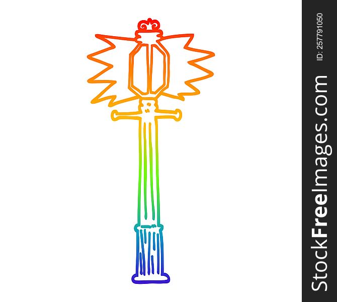 rainbow gradient line drawing of a cartoon lamp post