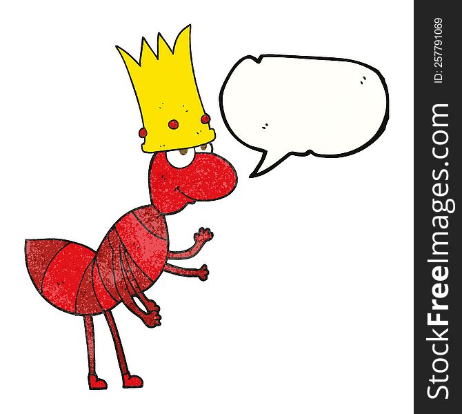freehand speech bubble textured cartoon ant queen