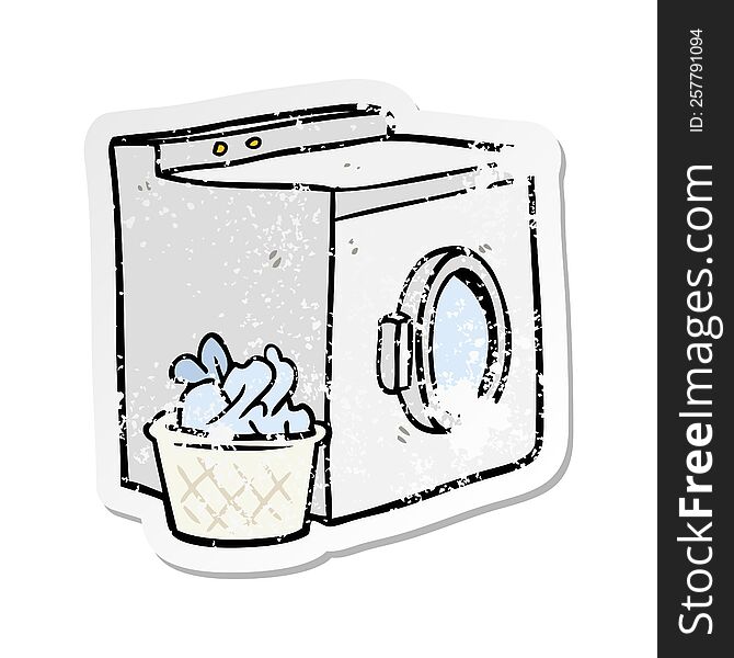 distressed sticker of a cartoon washing machine