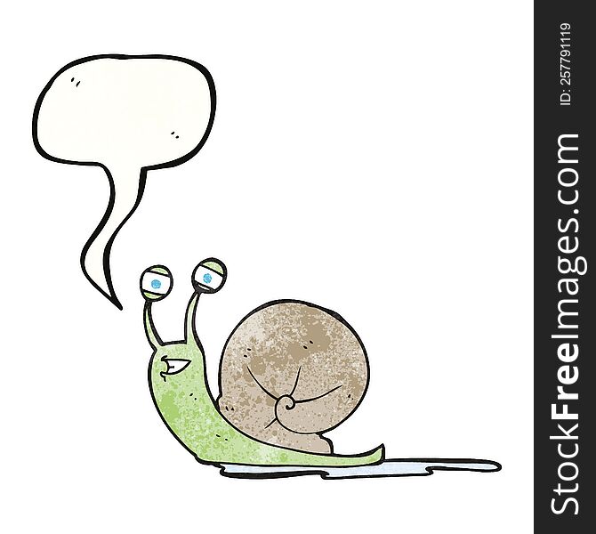 freehand speech bubble textured cartoon snail
