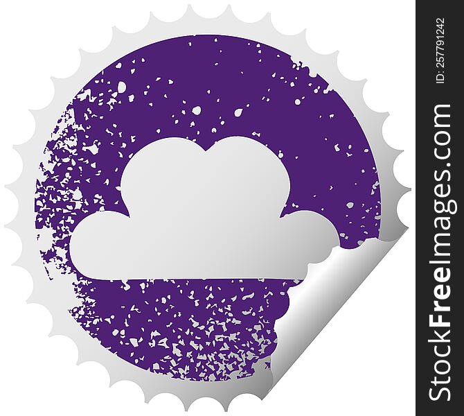Distressed Circular Peeling Sticker Symbol Snow Cloud