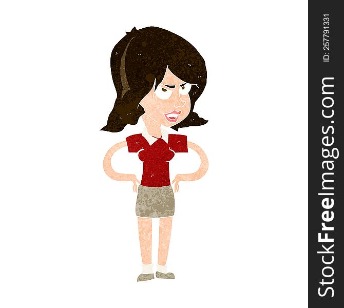 Cartoon Annoyed Woman With Hands On Hips