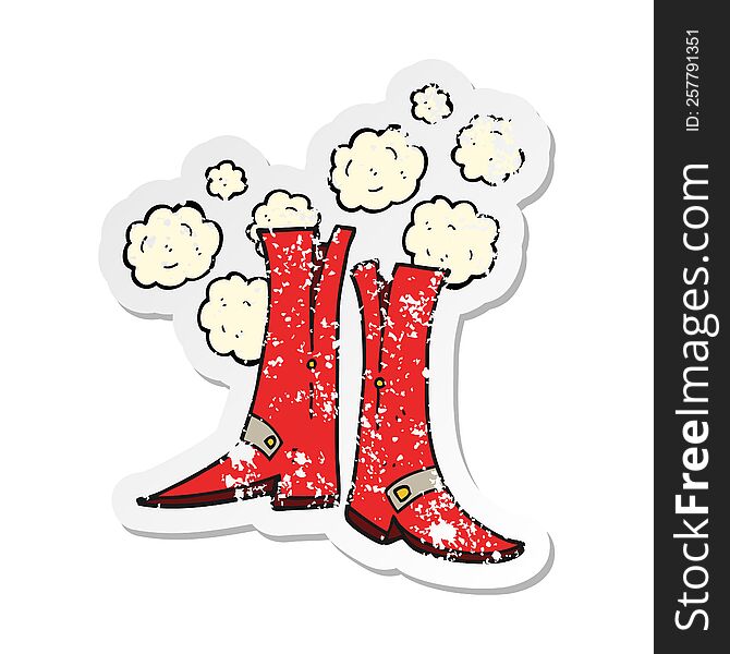 retro distressed sticker of a cartoon boots
