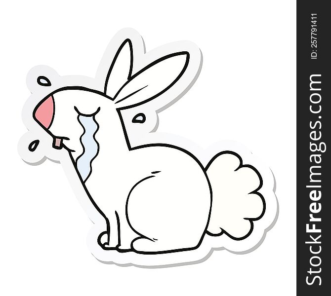 sticker of a cartoon bunny rabbit crying