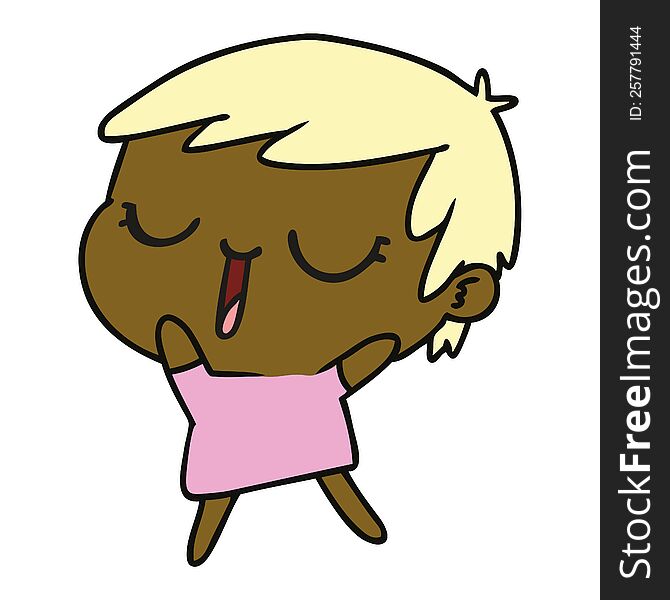 freehand drawn cartoon of cute kawaii short haired girl