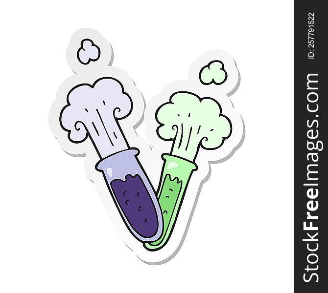 sticker of a cartoon chemical reaction
