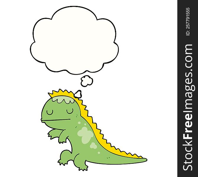 Cartoon Dinosaur And Thought Bubble