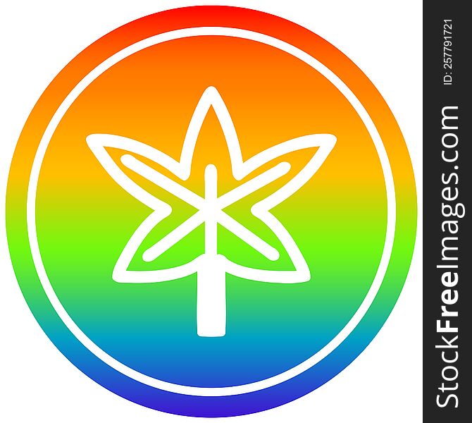 Marijuana Leaf Circular In Rainbow Spectrum