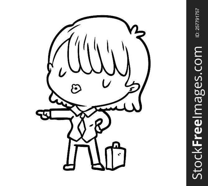 line drawing of a efficient businesswoman giving orders. line drawing of a efficient businesswoman giving orders