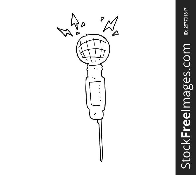 black and white cartoon microphone