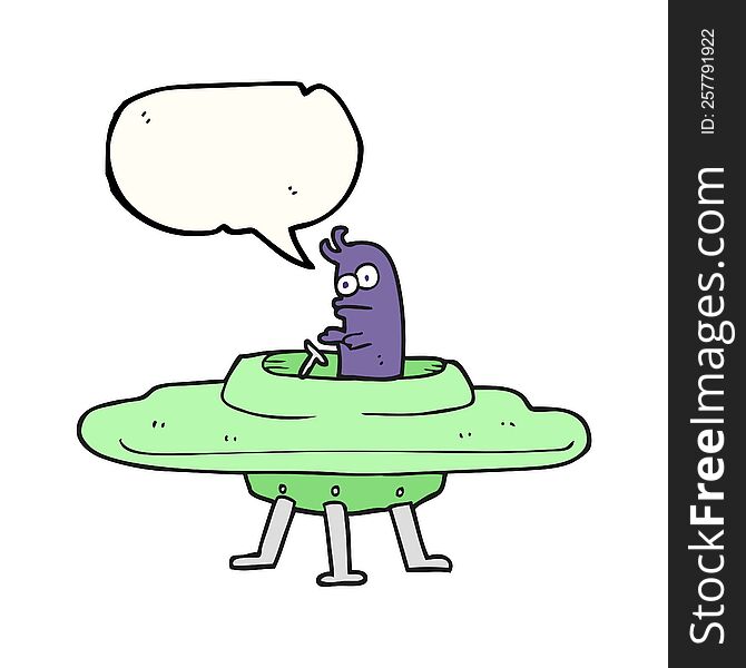 freehand drawn speech bubble cartoon flying saucer