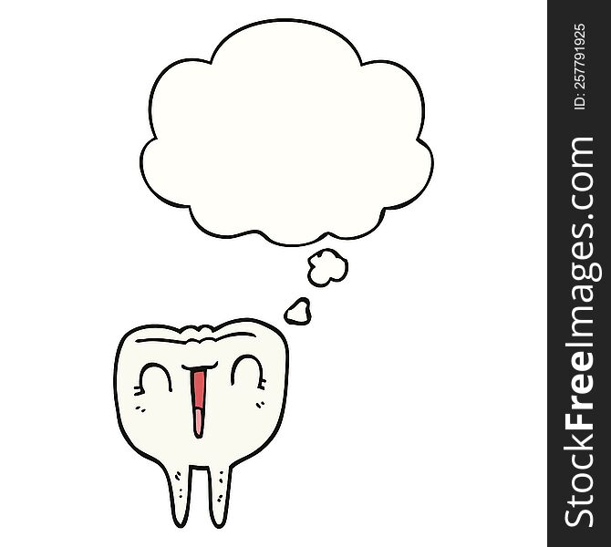 Cartoon Happy Tooth And Thought Bubble