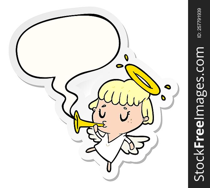 Cute Cartoon Angel And Speech Bubble Sticker