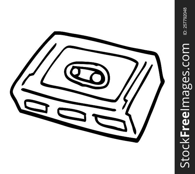 line drawing cartoon retro tape cassette