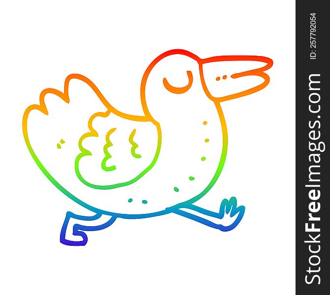 rainbow gradient line drawing of a cartoon bird