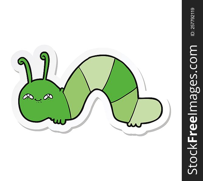 sticker of a cartoon happy caterpillar
