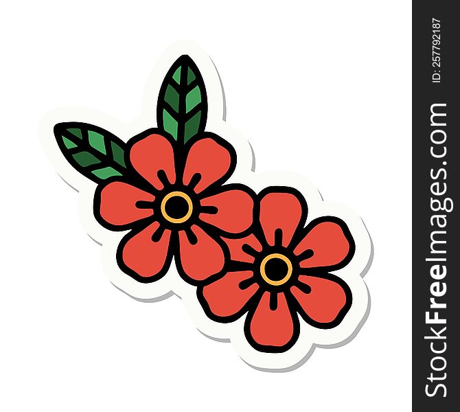 Tattoo Style Sticker Of A Flower