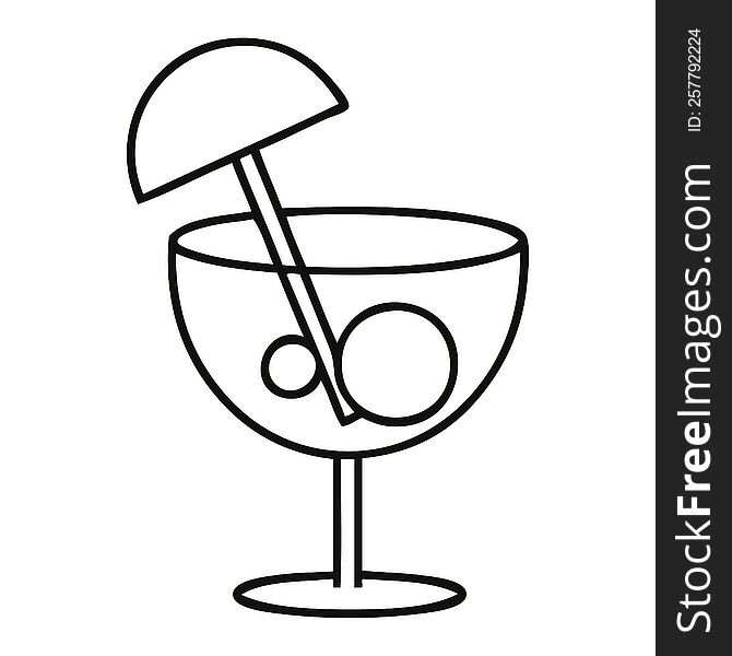 line drawing cartoon of a fancy cocktail