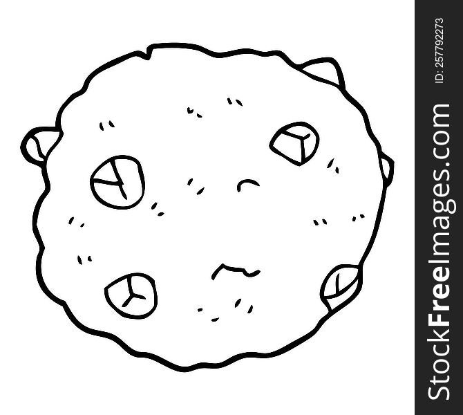 line drawing cartoon chocolate chip cookie