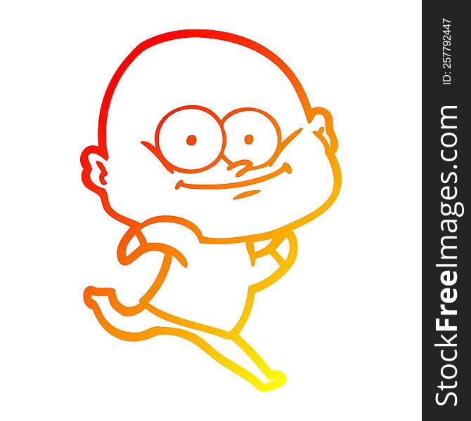 Warm Gradient Line Drawing Cartoon Bald Man Staring