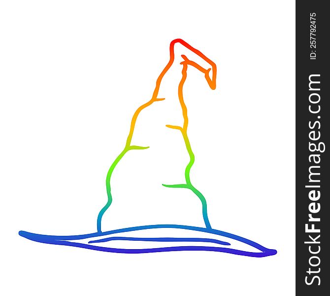 Rainbow Gradient Line Drawing Cartoon Witch Hat