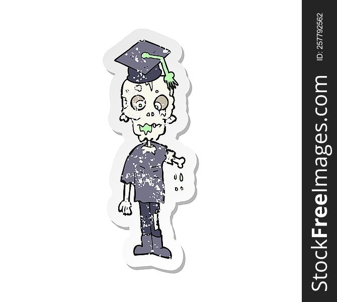 retro distressed sticker of a cartoon zombie student