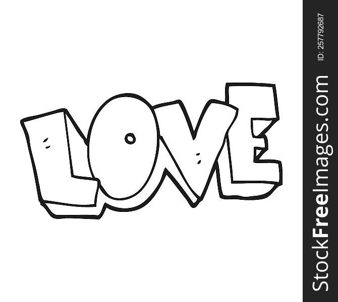 freehand drawn black and white cartoon love symbol