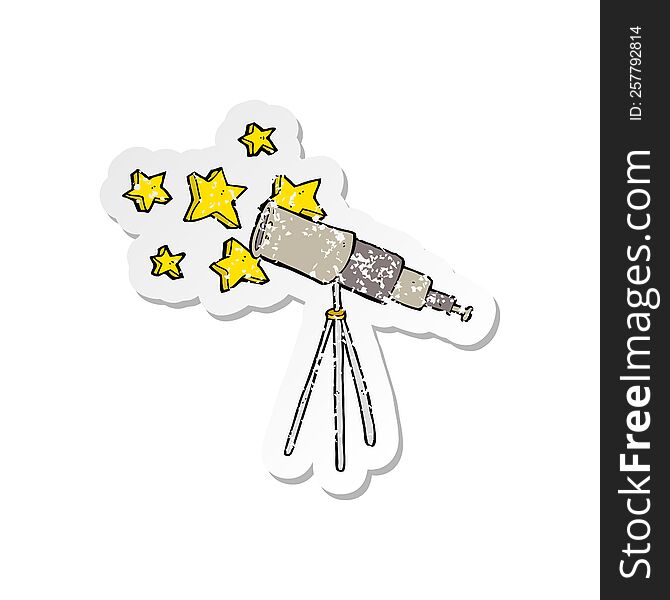 Retro Distressed Sticker Of A Cartoon Telescope
