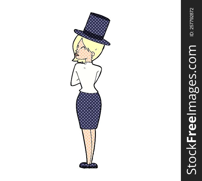 cartoon woman in top hat