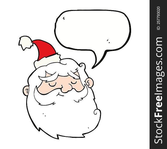 cartoon santa claus face with speech bubble